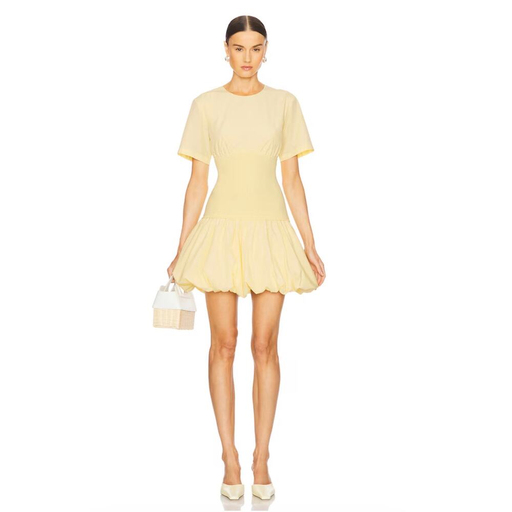 SIMKHAI PLAE YELLOW MINI BUBBLE DRESS LiBBIE SMALL NWOT